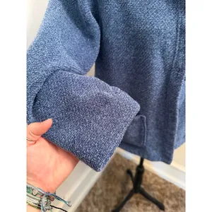 L.L. Bean Marled Blue Traveler Cardigan Button Front Sweater Jacket Pockets thumbnail 2
