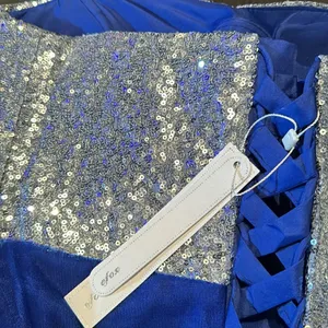 Women’s Blue Full Length Sparkly Tulle & Sequined Prom Party Dress Size L NWT thumbnail 11