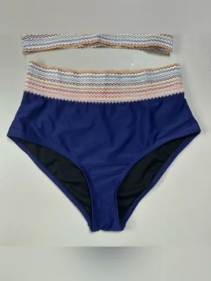 Women’s Navy Blue 2-Piece Bikini Set High-Waisted Swimwear Size M thumbnail 6