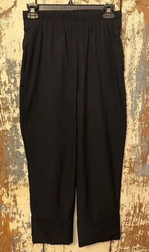 ZARA black elastic waist cuffed trousers, wide leg pants, size XS thumbnail 1