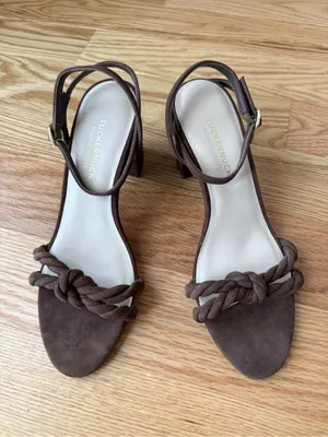 Tuckernuck x Studio McGee Wren Brown Suede Block Heel Sandals Ankle - Size 8 thumbnail 3