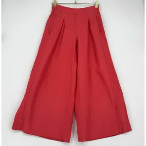Athleta Playa Linen Wide Crop Pants 4 Passionfruit Coral Pleated Wide Leg Resort thumbnail 1