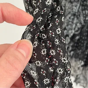 COLDWATER CREEK Black White Patchwork Floral Crinkle Button 3/4 Sleeve Blouse S thumbnail 16