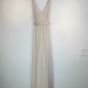 White by Vera Wang Cream Chiffon V Neck Cross Back Full Length Gown Size 4 thumbnail 5