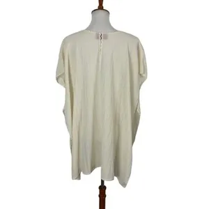 Izcalli Top One Size Off White Short Sleeve Oversized Minimalist Boho thumbnail 4