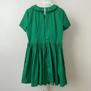 eShakti Cotton Quirky Academia Dainty Peter Pan Collar Fit Flare Dress 10 Green thumbnail 7
