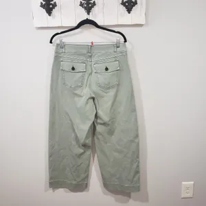 Spanx Womens Stretch Twill Cropped Wide Leg Pants XL Sage Green 20312R thumbnail 2