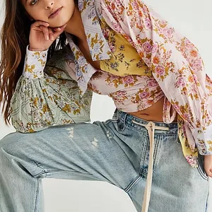 Free People Floral Patchwork Blouse thumbnail 1