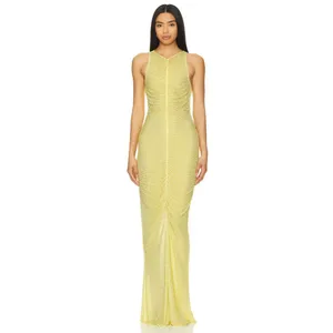 retrofete Marsann Ruched Bodycon Crystal Dress Buttercream Womens Size Medium thumbnail 5