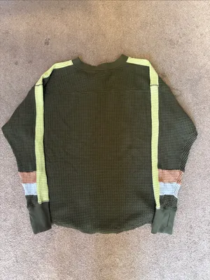 Aerie Green Waffle Knit Oversized Long Sleeve Top Size XXS‎ thumbnail 4