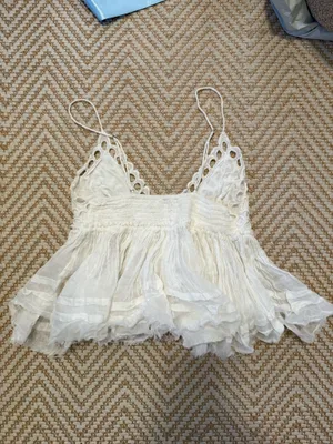 Free People White Tank Top Lace thumbnail 2
