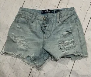 Hollister light blue high rise mom jean thumbnail 1