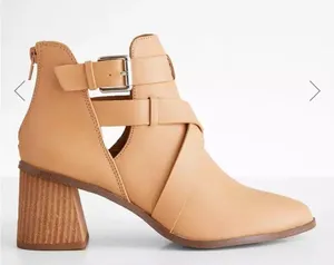 DV by Dolce Vita Drako Strapy Ankle Boots 8 Tan Booties Stacked Heel Vegan thumbnail 4