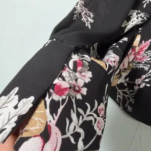 White Hose Black Market Size-L Women Blouse Black Floral Long‎ Sleeve thumbnail 9