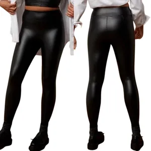 Offline By Aerie Real Luxe Faux Leather Hi Rise Leggings Size XS Black Biker New thumbnail 2