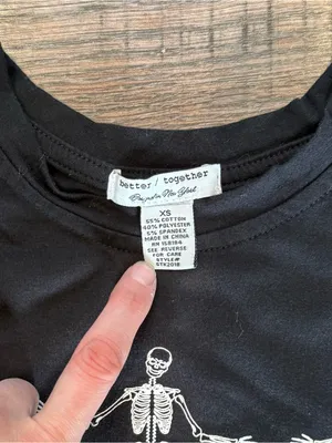 Better Together Black Cropped Baby Tee with Skeleton Skateboarders Graphic XS thumbnail 2
