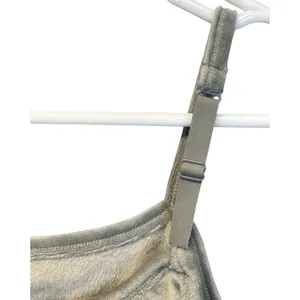 SKIMS Velour Cami Women Large Smoke Grey 0883 Square Neck‎ Spaghetti Strap NWT thumbnail 11