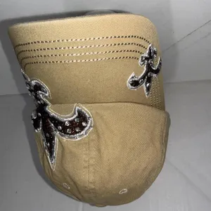 Pit Bull Cap Fitted Womens One Size Black Rhinestone Cadet Y2K‎ Fleur de lis thumbnail 2