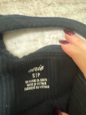 Aerie black one shoulder ribbed midi dress size small thumbnail 4