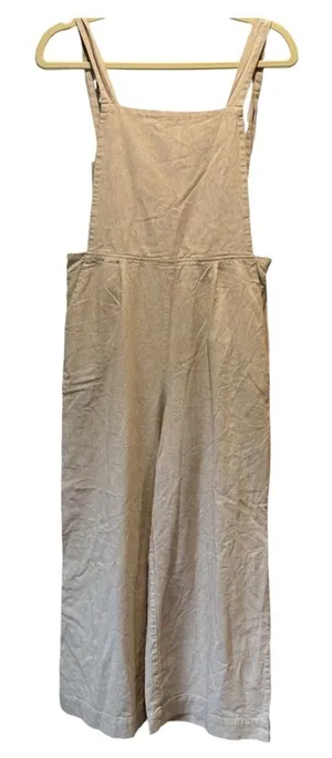 Oak‎ + Fort Lagenlook Neutral Relaxed Fit Wide Leg Striped Jumpsuit Overalls Sm thumbnail 1