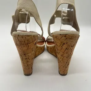 Diviana Sandal Womens Brown Cream‎ 8 Ankle Strap Open Toe Wedge Sandal NEW thumbnail 5