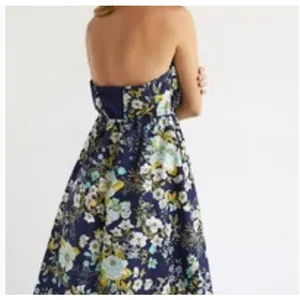 Anthropologie‎ Floral Ruffled Strapless Blue A Line Dress NWT Size Large thumbnail 5