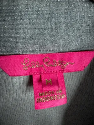Lilly Pulitzer‎ Emalia Shimmer Terry Top Gray Medium Soft Comfort Minimalist thumbnail 4