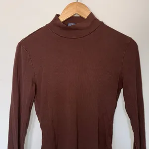 Cider Brown Ribbed Mock‎ Neck Long Sleeve Bodysuit Women's Large thumbnail 5