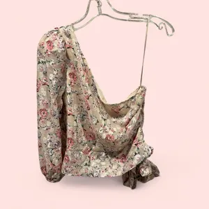 Cute creamy blush floral ruffle crop silky 1 shoulder crop top mermaid fairy thumbnail 10