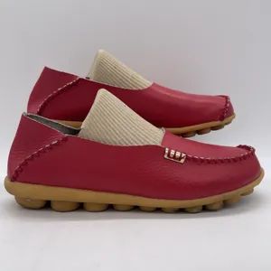 Venus Celia Womens‎ 39 (8.5) Shoes Moccasins Red Leather Slip On Moc Toe Walking thumbnail 2