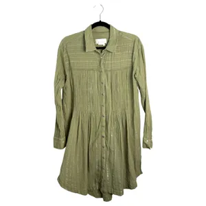 By Anthropologie Olive Green Silver Details Oversized Mini Dress Tunic Small thumbnail 7