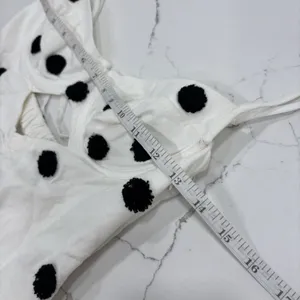 For Love And Lemons Dress Size Medium White Black Polka Dot Mini Linen Blend thumbnail 9