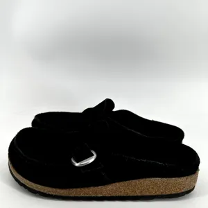 Birkenstock Buckley Clogs Moccasin Suede Cork Adjustable Buckle Black 5 thumbnail 5