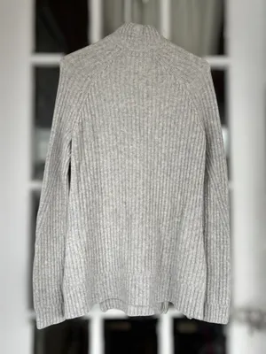 Abercrombie & Fitch Women's Small Oatmeal Wool Blend Mockneck Sweater Dual Zip thumbnail 2