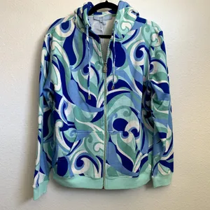NWT‎ Hill House The Allie Zip Hoodie in Ocean Kaleidoscope Blue thumbnail 2