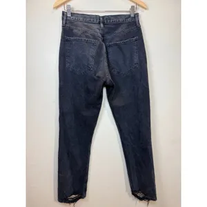 AGOLDE Riley Jeans Womens 28 Black Distressed High Rise Straight Leg Denim thumbnail 4