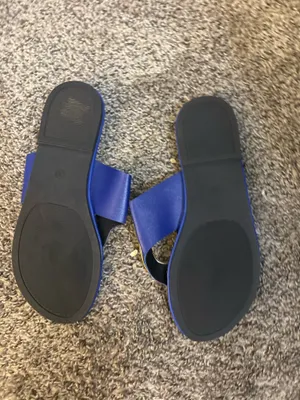 Sandal with gold decor, size 8 Blue thumbnail 2