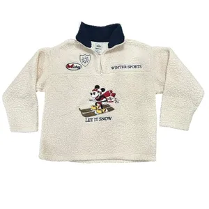 Disney Mickey Mouse Winter Sports Sherpa Fleece Quarter Zip Pullover WinterWhite thumbnail 2