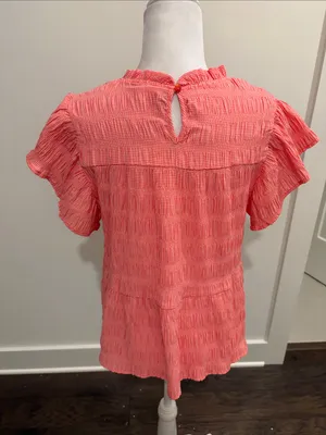 New With Tags THML Smocked Gingham Top Sz M thumbnail 4