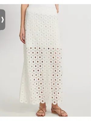 EXPRESS White Eyelet High Waist Maxi Skirt thumbnail 3