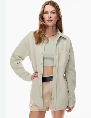 TNA Aritzia Sz 2 Polar Jacket Polartec 200 Long Sleeve Fleece Shacket Green Xx-8 thumbnail 1