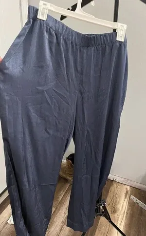 A New Day Satin navy textured pants thumbnail 1