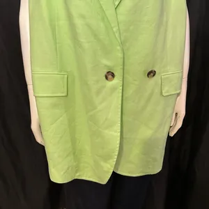 We the Free Green Light Lime Bright Young Things Linen Blazer Vest Large New thumbnail 4