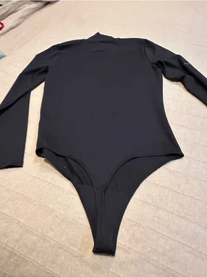 Abercrombie & Fitch Black Long-Sleeve Mock Neck Bodysuit thumbnail 1