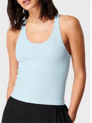 Sweaty Betty Ribbed Racerback Tank Top Blue Workout Yoga Pilates Size 8 thumbnail 1
