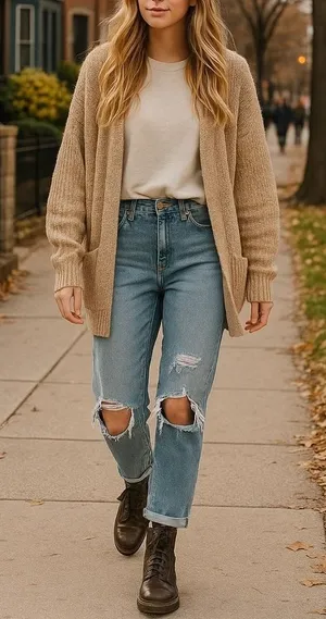 American Eagle Light Wash Distressed Denim Ripped Mom Jeans thumbnail 1