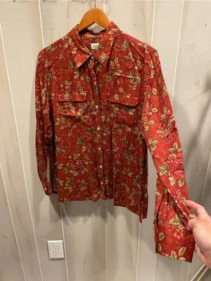 Cute rose wine cottagecore flowy blouse vintage 90s button front classic twee thumbnail 3