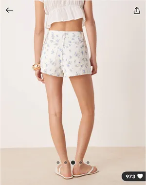 ASOS Floral White Denim Shorts thumbnail 4