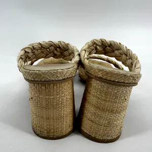 Dolce Vita Paily Natural Raffia Woven High Heel Slide Sandals Square Beige 8.5 thumbnail 5