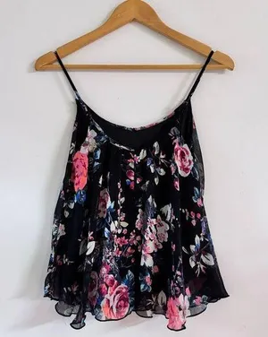 Express - Sleeveless Floral Cami Top in Black Multi thumbnail 1